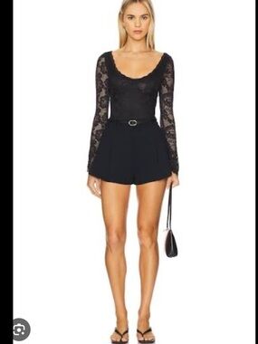 Free People Bodysuit Top Women’s Large Lace Perfectly Fine Semi Sheer O